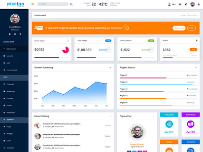 Dashboard UI Design - Pixelaa Studios by Yousuf Al Mahmud on Dribbble