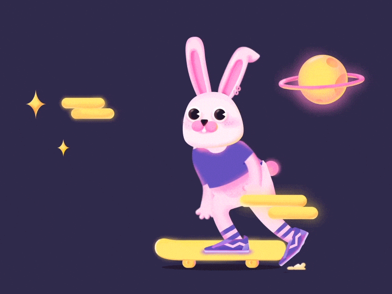 Rabbit animation motion rabbit skateboard