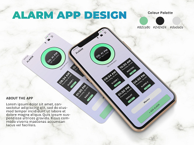 Alarm UI Design advertising alarm alarm app app design apple clean ui graphic design photoshop uiux