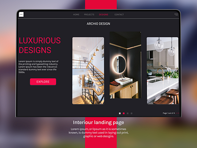 Interiour Landing Page branding dark theme graphic design landing page logo luxury brand typography ui ux web design website