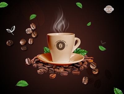 Coffee Cup Manipulation advertising banner ad coffee coffee bean coffee shop graphic design manipulation
