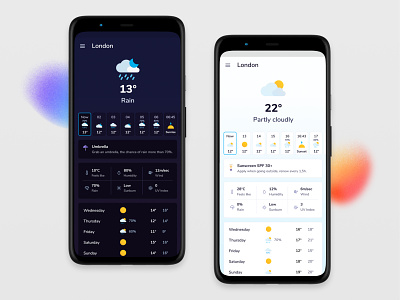 Weather APP | Android android app design forecast icons illustration list material minimal mobile mobile app design mobile ui rain sun temperature uiux weather weatherapp