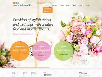 Cavendish Events - homepage web design web development