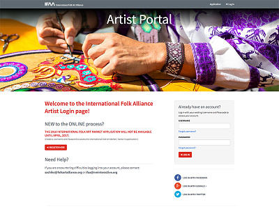 IFAA Santa Fe Artist Portal Log In folk art markets ifaa