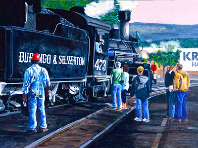 Awaiting The Train acrylic painting fine arts gesso