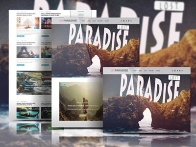 Lost Paradise blog design free psd responsive travel trending ui userinterface web wordpress