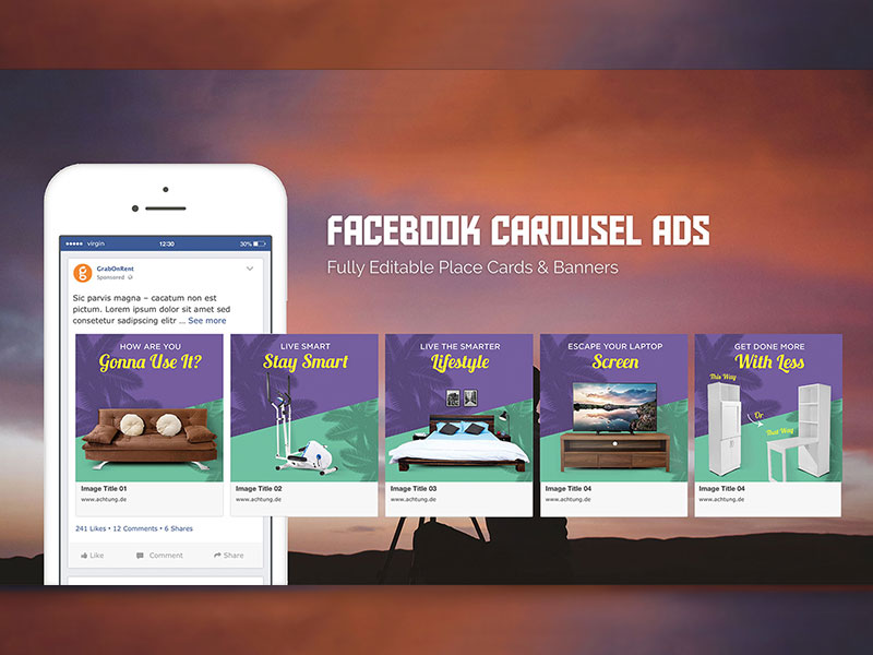 Download Facebook Ads Carousel Sets Banner Mockup By Imran Khan For Grabonrent On Dribbble