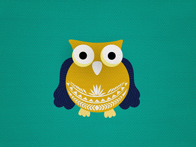 Owl #2 blue graphics illustration owl patterns white yellow