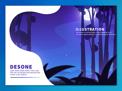 Night illustration 2d art design desone flat flat style illustration moon nature night style tree