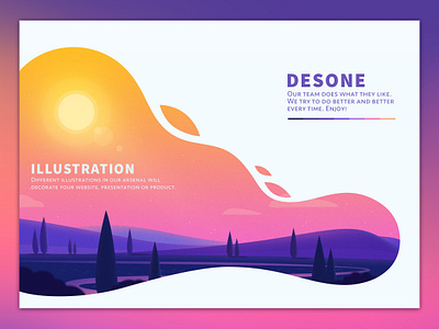 Dawn 2d art artwork cloud dawn design desone flat flat style icon illustration lanscape nature style tree