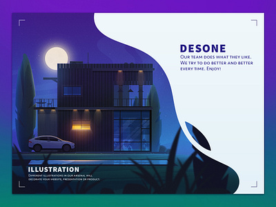 Full moon 2d art artist artwork buiding car city design desone flat flat style illustration lanscape moon nature tree