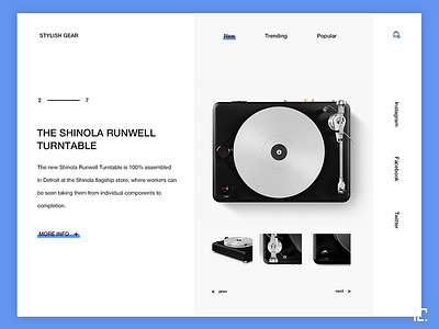 Stylish Gear shop design flat minimal typography ui ux web website