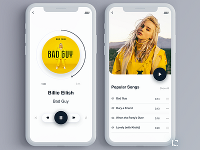 Music Player 2019 app app design black clean creative design fashion minimal music music app music player player typography ui uiux ux yellow