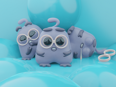 3D cute creature 3d blender blender3d blue clean creature cute design illustration mascot simple