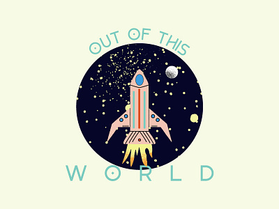 Out Of This World badge design branding design font logo rocket type