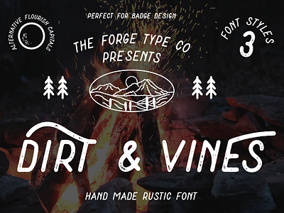 Dirt & Vines - A Gritty San-Serif badge design brand identity branding camping design font font awesome font design logo logotype mountain outdoor type