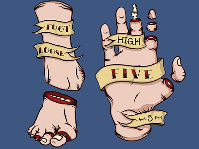 High Five / Footloose drawing foot graphic design hand illustration illustrator tattoo