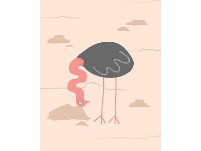 Oops! africa african animals bird bird illustration digital painting illustration ostrich postcard