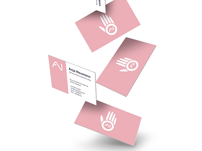 The branding project logo applied on Business cards branddesign brandidentity branding businesscards cd ci handlogo initials logo mockup pink ui