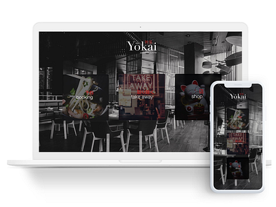 Responsive menu UI for Yokai, a Japanese restaurant brand identity branding graphic design japanese menu navigation responsive restaurant screendesign ui userinterface ux webdesign