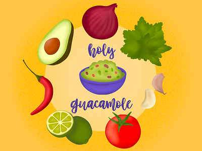 Your Holiness Guac avocado flat design food guacamole illustration