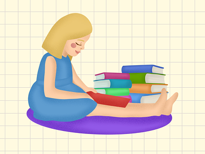 International Children’s Book Day book child children flat design girl illustration reading