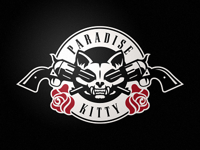 Paradise Kitty band logo brand cat entertainment guns kitty logo music rock and roll roses roundel