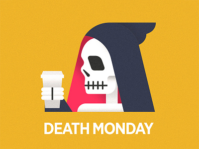 Skull Monday coffee flat illustration monday reaper skull vector