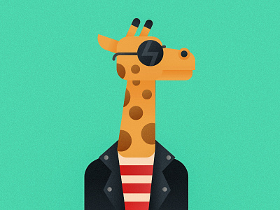 Punk Giraffe animal flat giraffe illustration leatherjacket vector