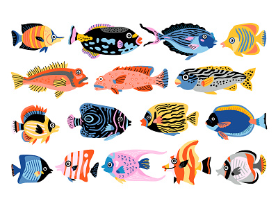 My tropical fish collection animal brazil design exotic fish illustration tropic vector illustration