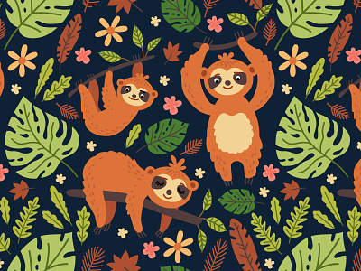 These cute, unhurried sloths animal brazil design exotic illustration rainforest sloths tropic vector illustration