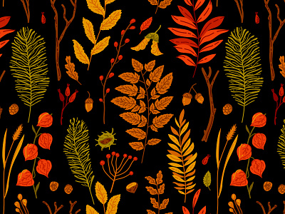 Autumn leaves. Pattern for fabrics adobe illustrator autumn flat style flora graphic design leaves nature pattern seamless pattern textile design vector illustration