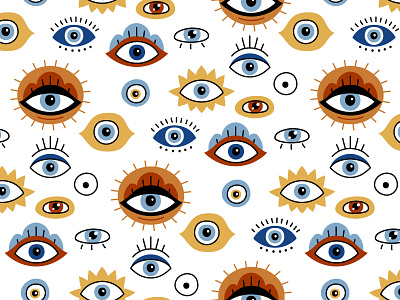 Devil's eye 2. Seamless pattern for fabrics. adobe illustrator devils eye esoteric flat style graphic design halloween magic mystic seamless pattern textile design turkish vector illustration
