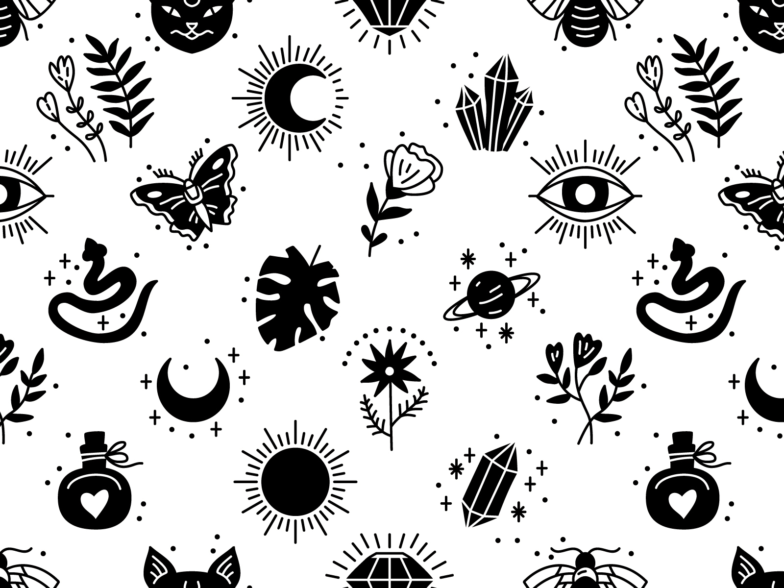 Witches icons 2. Seamless pattern for fabrics by Pictulandra Tatiana on ...