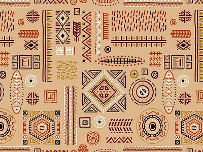 Ethnic patterns 2. African motives. adobe illustrator africa african boho design ethnic flat style illustration motives seamless pattern textile design tribal vector illustration