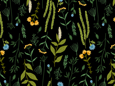 Wild meadow flowers  3. Seamless pattern for fabrics