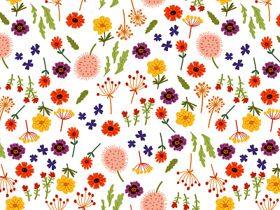 Wild meadow flowers 4. Seamless pattern for fabrics adobe illustrator design flat style floral flower graphic design illustration meadow nature print seamless pattern textile design vector illustration wild