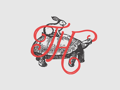 Tortoise & Hare animals concept logo th