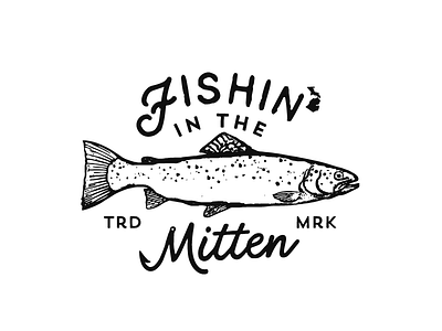 Fishin' in the Mitten fish logo script