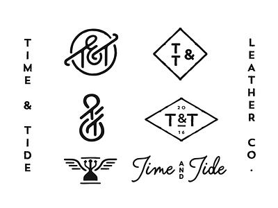 Time and Tide concept logo monogram script tt
