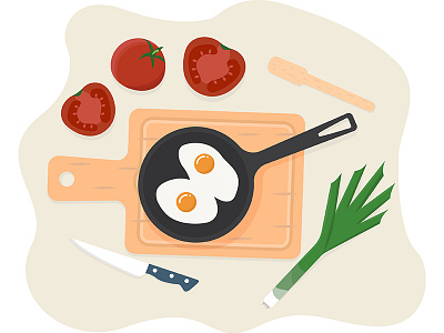 Favorite breakfast. My first illustration on the theme of food=) breakfast eggs food vegetables