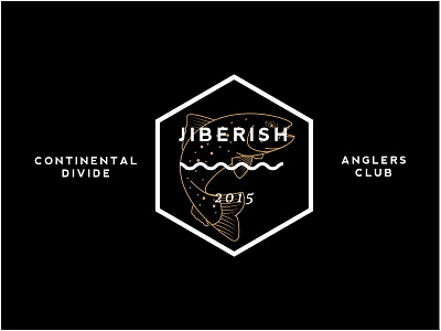 Anglers Club badge branding clean fish fishing jiberish lines logo trout type typograph