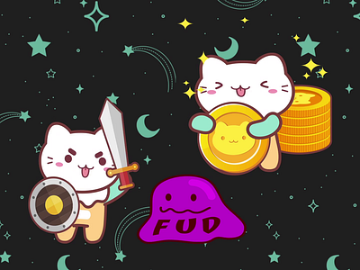 CremePie_Swap - Telegram animated stickers pack 2d ae after effects animation bodymovin cat character animation coin flat gif illustration json motion graphics stickers sword telegram