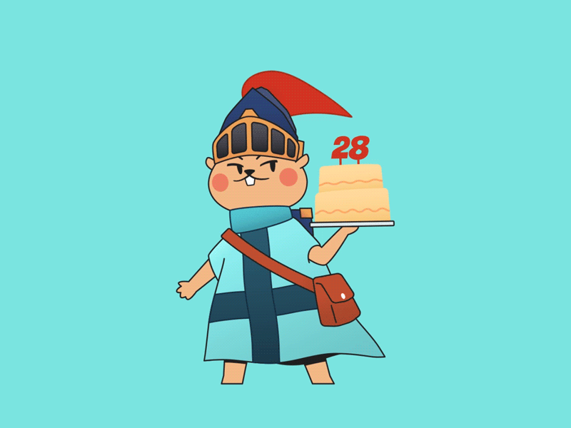 Singsing's birthday 2019 2d ae after effects animation beaver knight birthday flat gif singsing