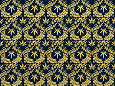 Fancy Weed Damask design marijuana pattern seamless vector weed