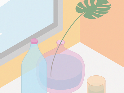 Glass and water digital illustration illustration isometric