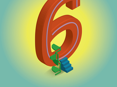 Isometric illustration of number 6