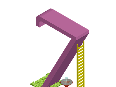 Isometric illustration of number 7