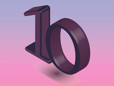 Isometric illustration of number 10