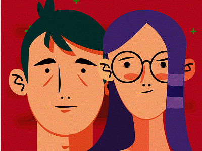 A pair couple digital illustration minimal people